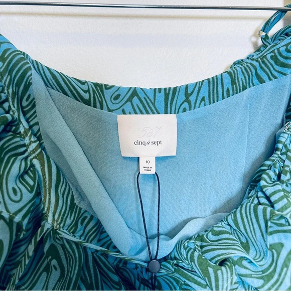 NWT Cinq a Sept Rayner Asymmetric Ruffle Midi-Dress - Abstract Asymmetric - Picture 7 of 8